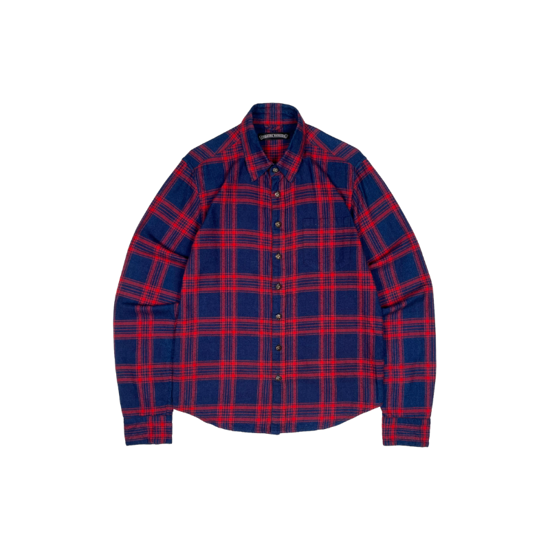 Chrome Hearts Red Plaid Cross Patch Shirt