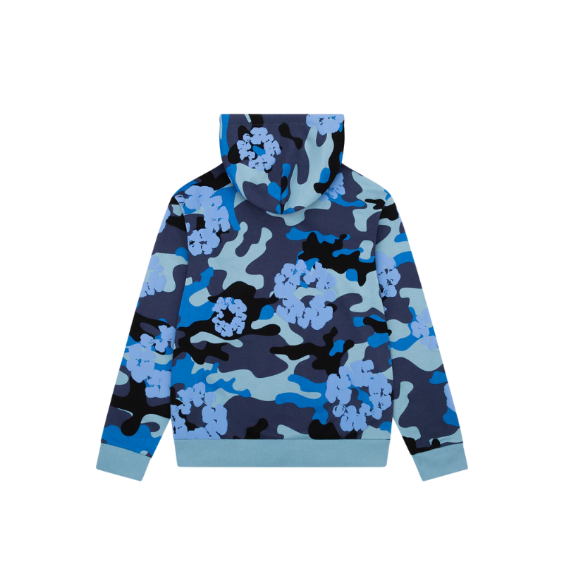 Zip Hoodie Blue Camo Cotton Wreath | Denim Tears