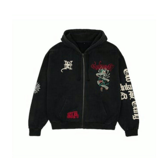 Zip Hoodie UNKNOWN x ED HARDY x CHIEF KEEF Wolf Graphic