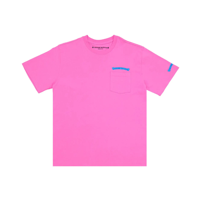 T-shirt Pink Blue Scroll Logo | Chrome Hearts