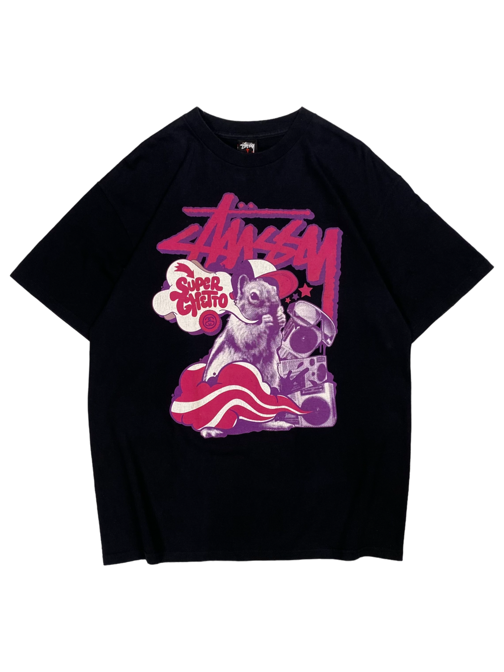 Stüssy Vintage Black Pink Super Ghetto Tee