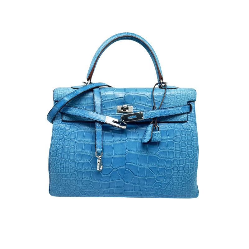 Kelly HERMES 35 Alligator Bleu Mykonos