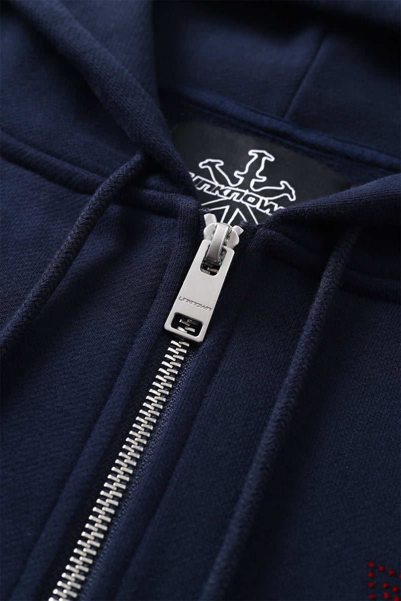 Navy/Red Cross Rhinestone Hoodie