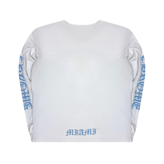 Longsleeve Miami Exclusive White Blue | Chrome Hearts