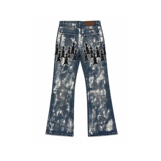Jeans Demi Flare Fit Luster Wash With Patches Silver | WhoDecidesWar