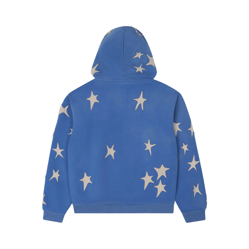 Zip Hoodie Stars Patchwork Washe Blue | KidSuper