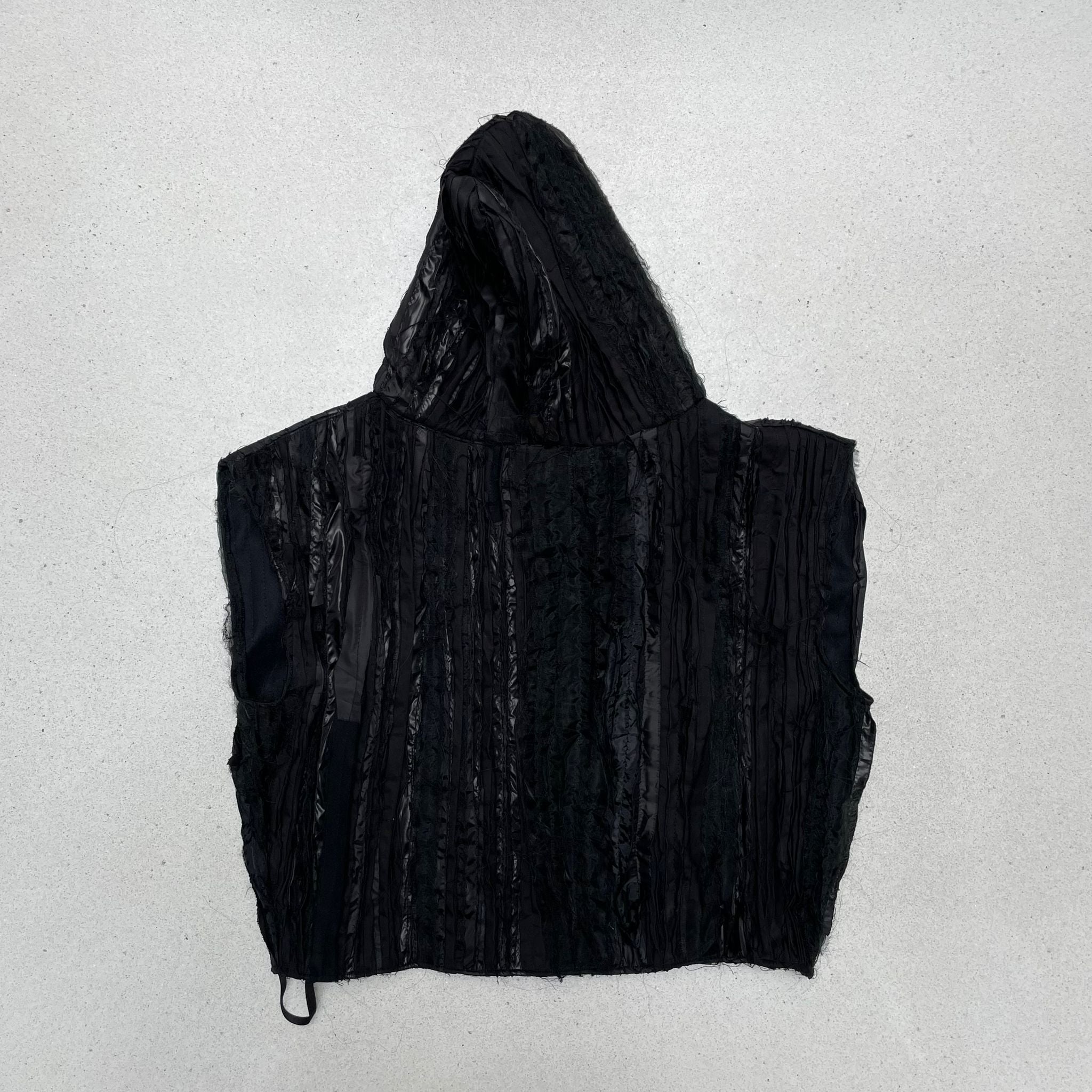 Hoodie Sleeveless Signature Texture Black | OUTRENOIR