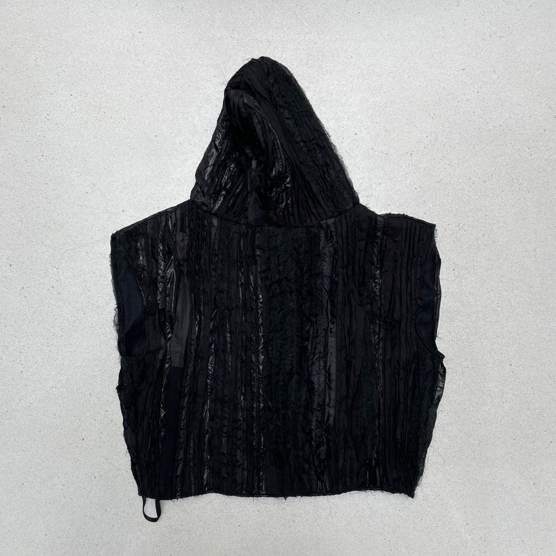 Hoodie Sleeveless Signature Texture Black | OUTRENOIR