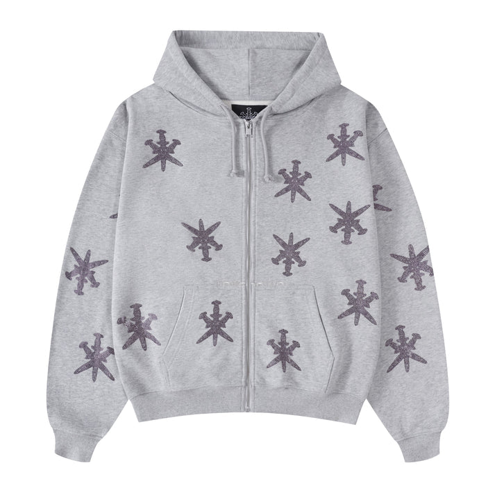 Hoodie UNKNOWN Grey Purple Rhinestone