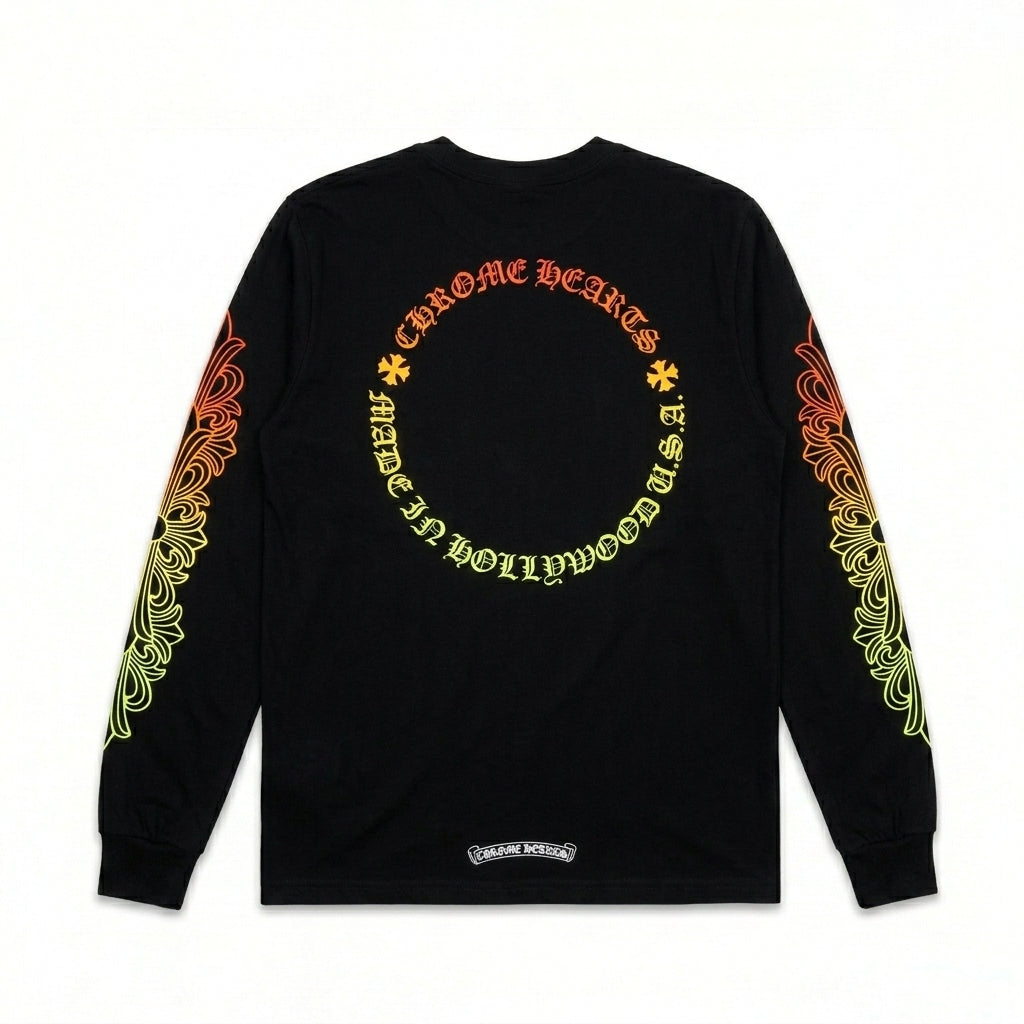 Longsleeve Floral Gradient Green Orange | Chrome Hearts