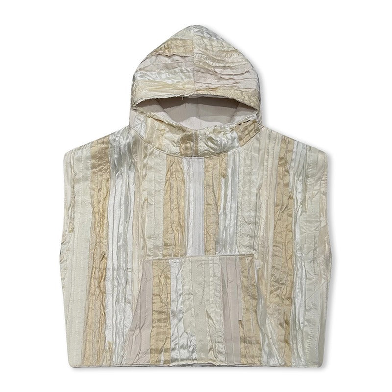 Sweat à capuche sans manches texturé crème | OUTRENOIR