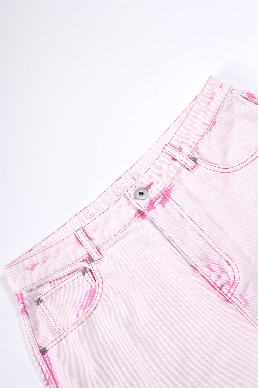 UNKNOWN Dagger EMB Denim Short Light Wash Pink