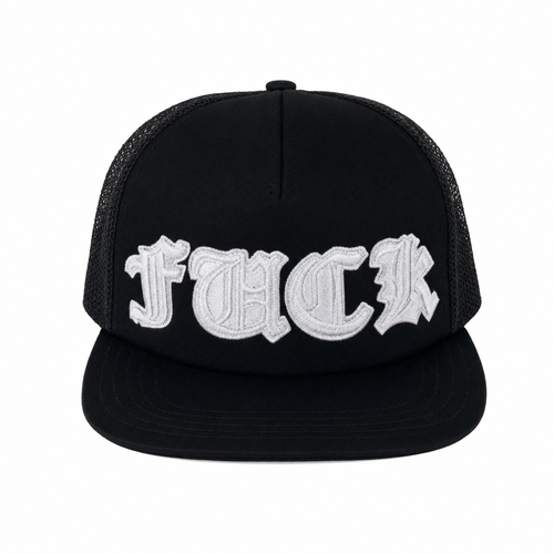 Cap Black Fuck Leather White  | Chrome Hearts