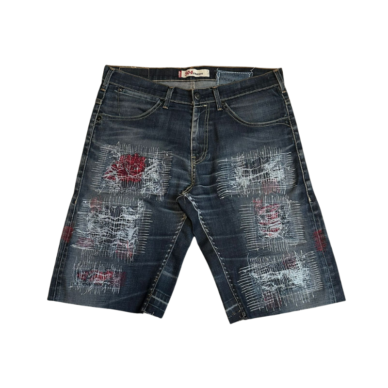 Distressed STUDIO POLYVALENTNavy/Red Short