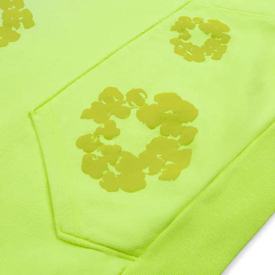 Hoodie Mono Cotton Wreath Neon Green | Denim Tears