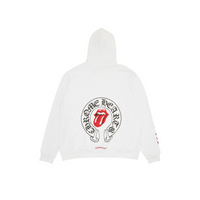 Hoodie Rolling Stone Lips Online Exclusive 'White' | Chrome Hearts
