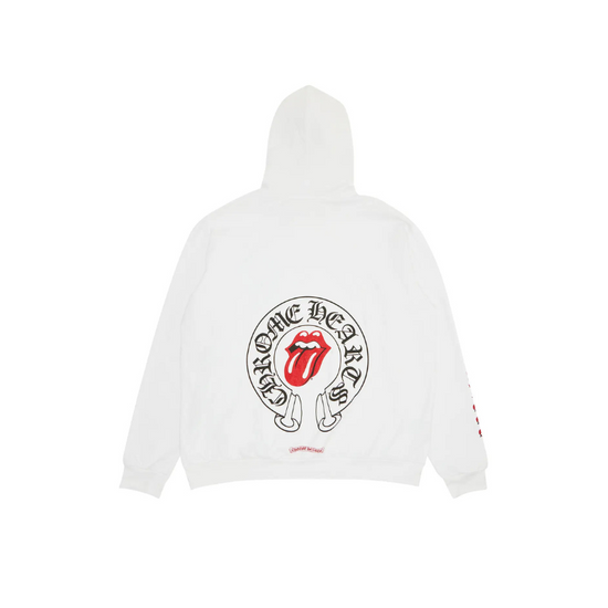 Hoodie Rolling Stone Lips Online Exclusive 'White' | Chrome Hearts