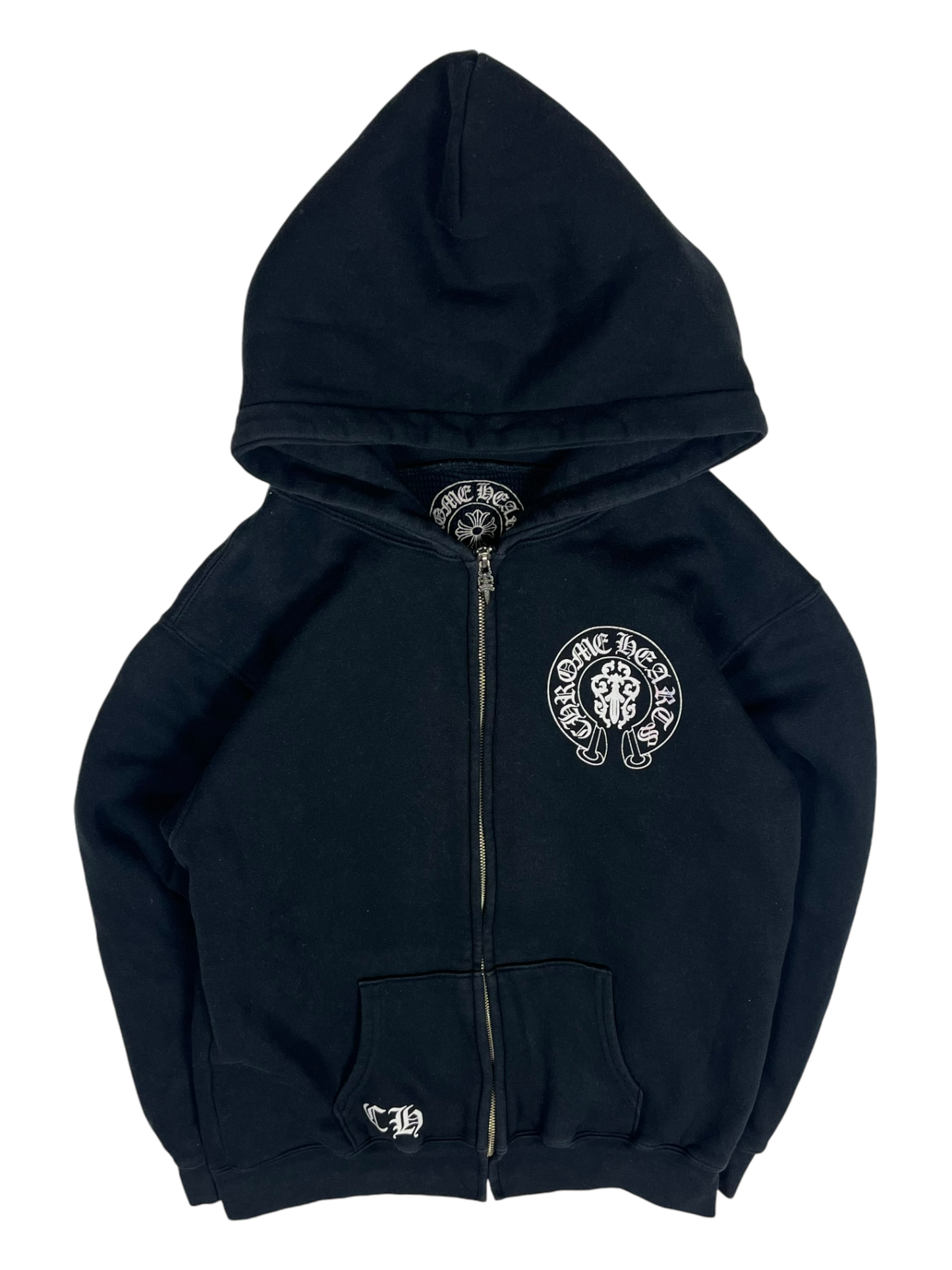 Chrome Hearts Black USA Flag Thermal Zip Up Logo Hoodie