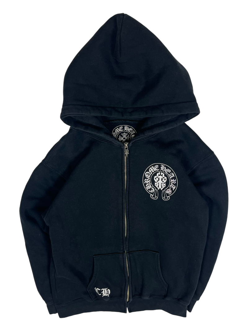 Chrome Hearts Black USA Flag Thermal Zip Up Logo Hoodie