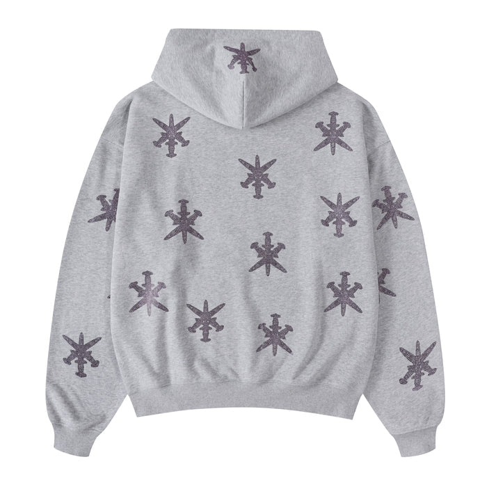 Hoodie UNKNOWN Grey Purple Rhinestone