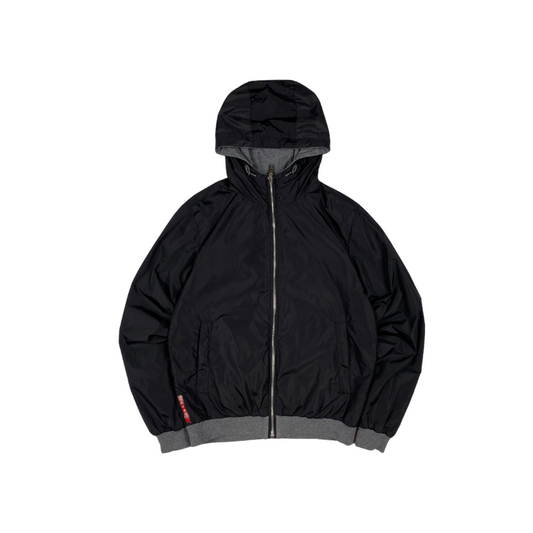 Prada Black Grey Linea Rossa Reversible Fleece Jacket