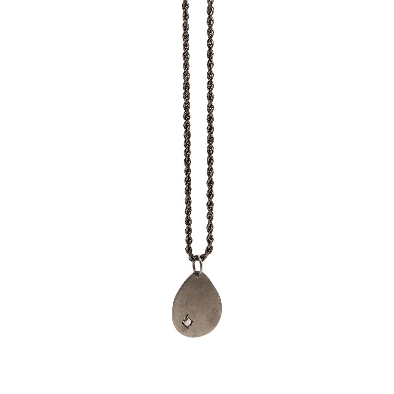 Necklace Sulia rodié (plaque diamant champagne)  | Baya