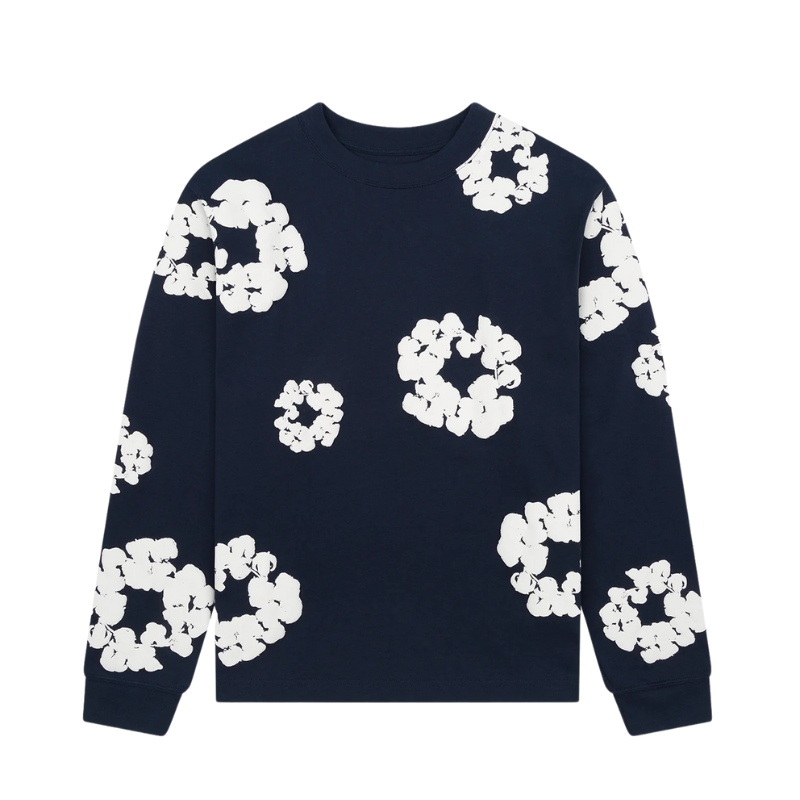 Longsleeve Cotton Wreath Navy | Denim Tears