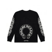 Longsleeve Black Floral Horseshoe | Chrome Hearts