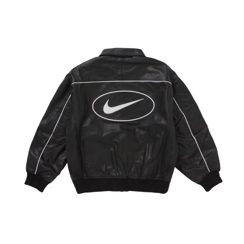 Veste universitaire en cuir noire | Supreme x Nike