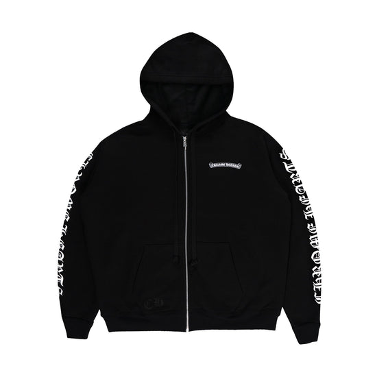 Zip Hoodie Black 'Scroll Logo' | Chrome Hearts