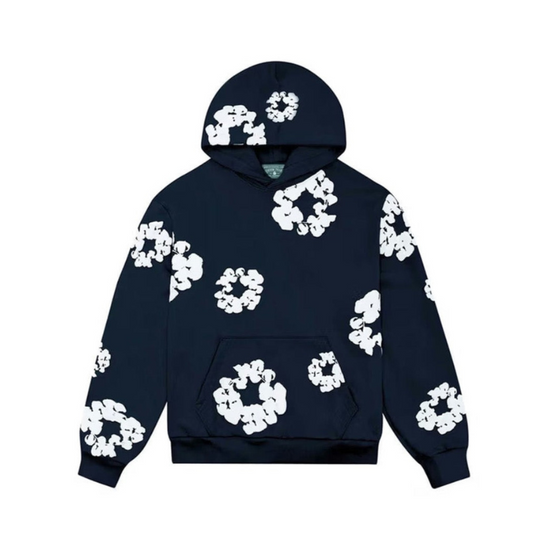 Hoodie Cotton Wreath Navy | Denim Tears