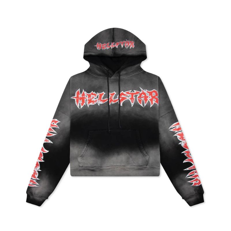 Hoodie Stars Shine Graffiti Black Red | Hellstar