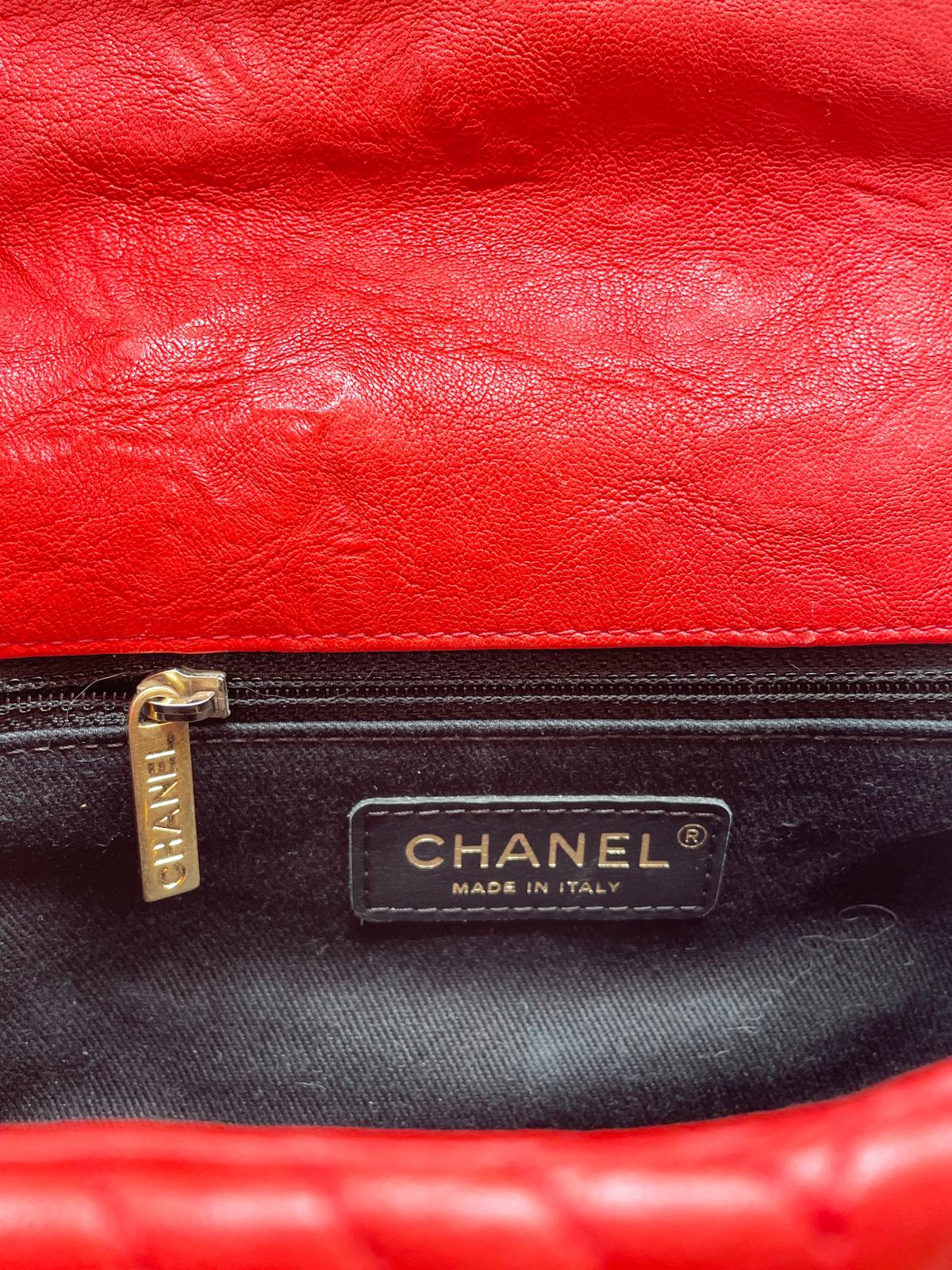 Shoulder bag 21 Cuir Et Motif Chevron Rouge Valentine Vintage | Chanel