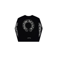 Crewneck Horseshoe Logo Black | Chrome Hearts
