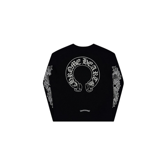 Crewneck Horseshoe Logo Black | Chrome Hearts