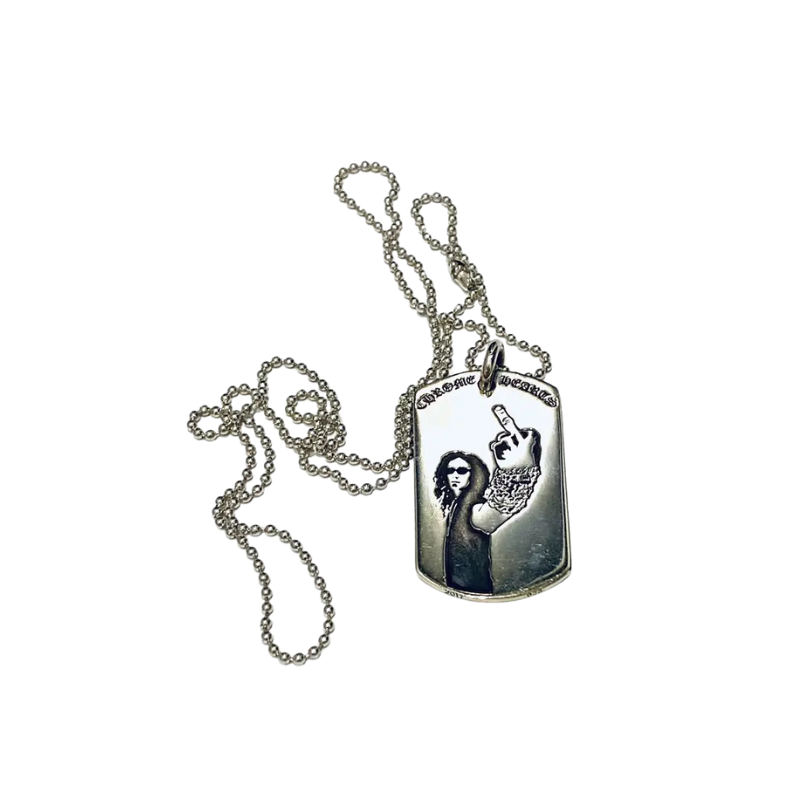 Necklace Richard Stark 'fuck you' American flag dog tag | Chrome Hearts