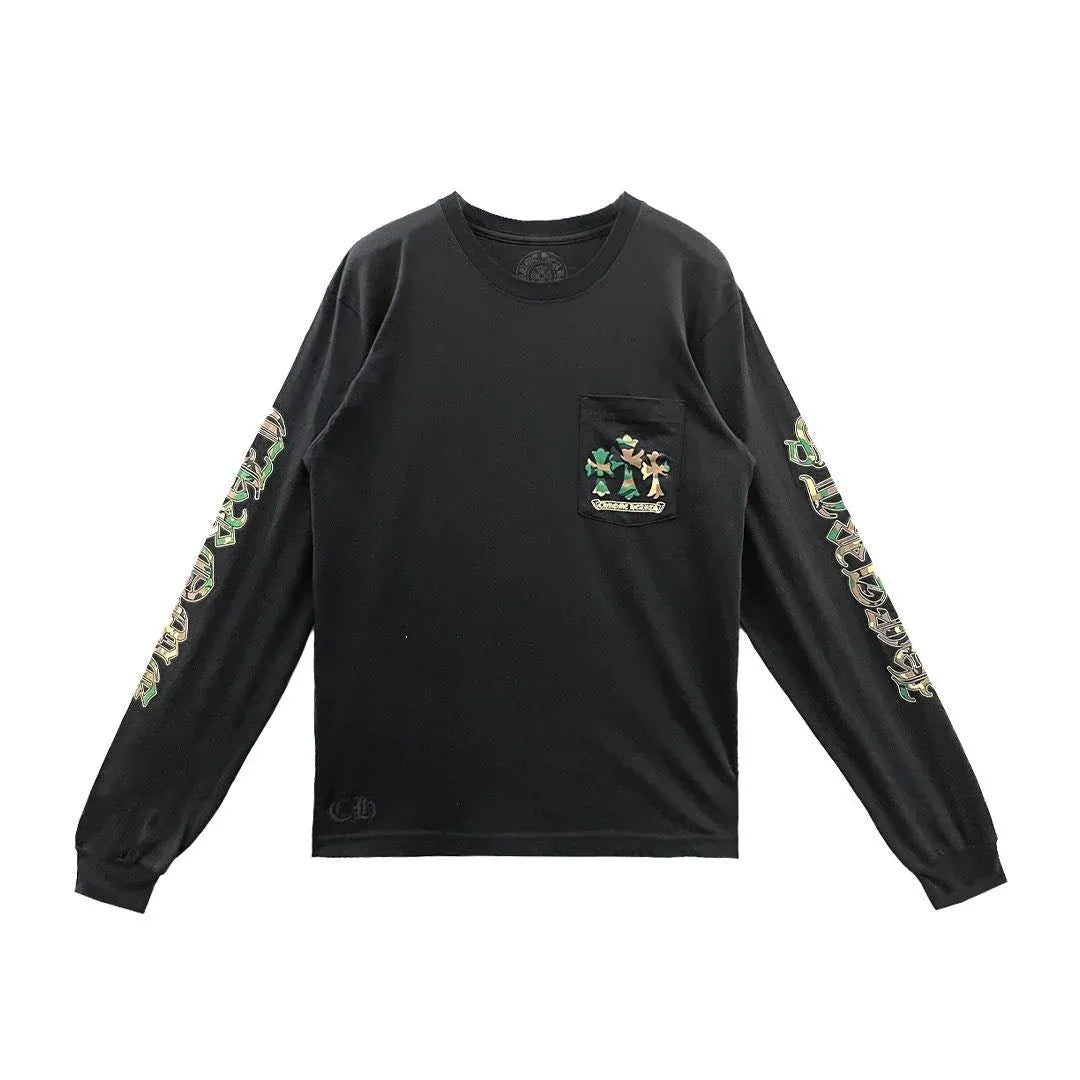 T-shirt à manches longues noir « Camo Cross » | Chrome Hearts