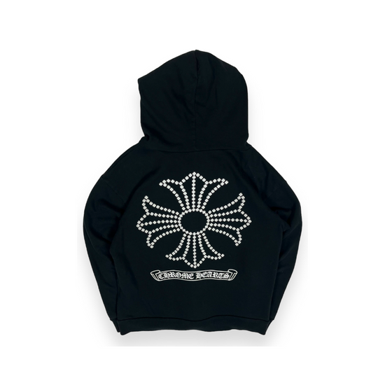 Zip Hoodie Cross Spellout Logo Black | Chrome Hearts