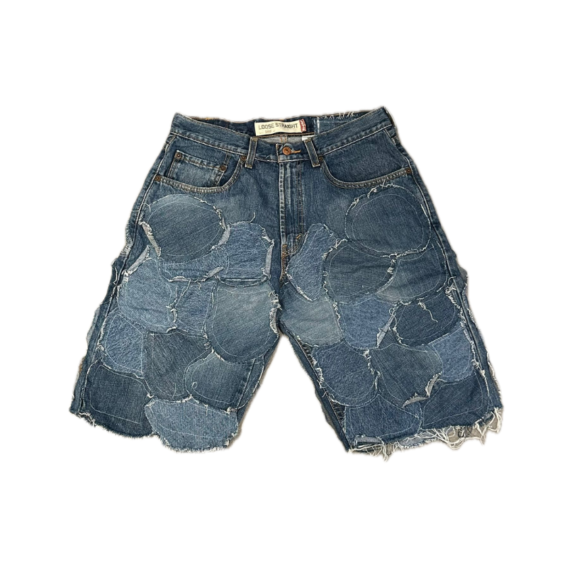 Fragmented Short Washed Blue