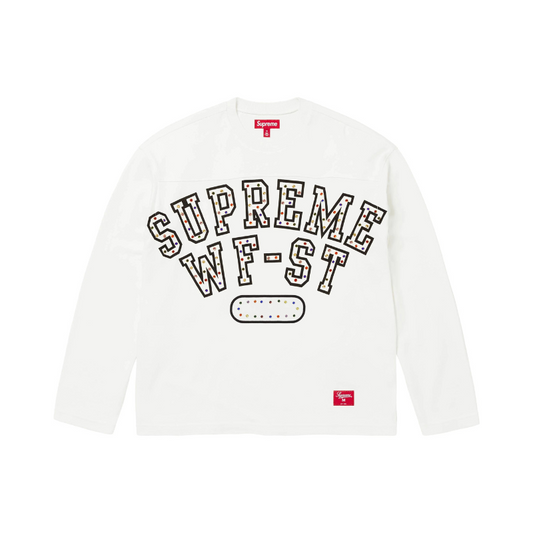 Supreme longsleeve Rhinestone White