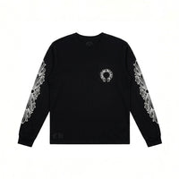 Longsleeve Black Floral Horseshoe | Chrome Hearts