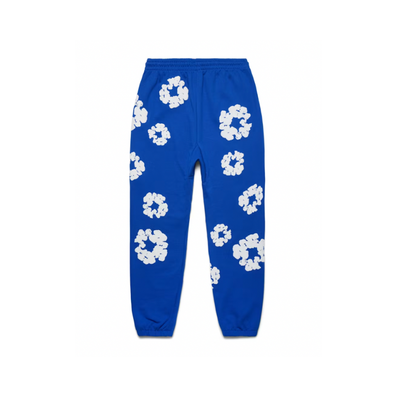 Pantalon de jogging en coton bleu avec couronne | Déchirures en denim