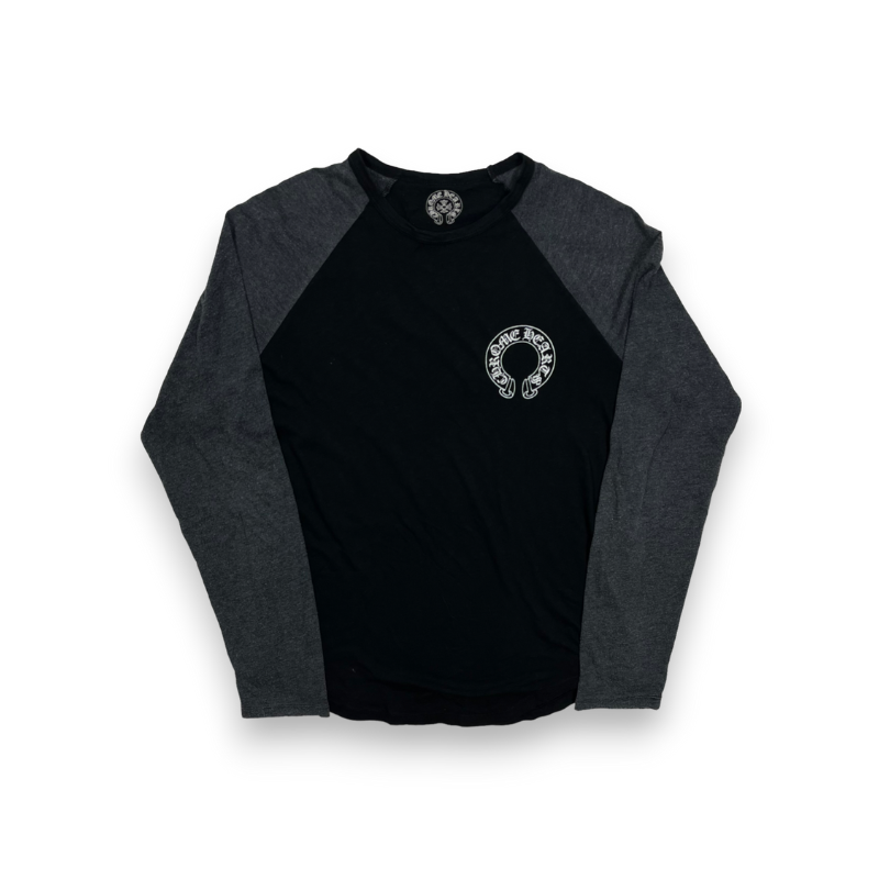 Longsleeve Thermal Black Grey Horseshoe Logo | Chrome Hearts