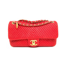 Shoulder bag 21 Cuir Et Motif Chevron Rouge Valentine Vintage | Chanel
