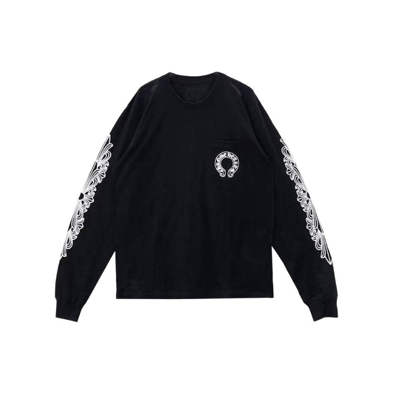 Longsleeve Black Floral Horseshoe | Chrome Hearts