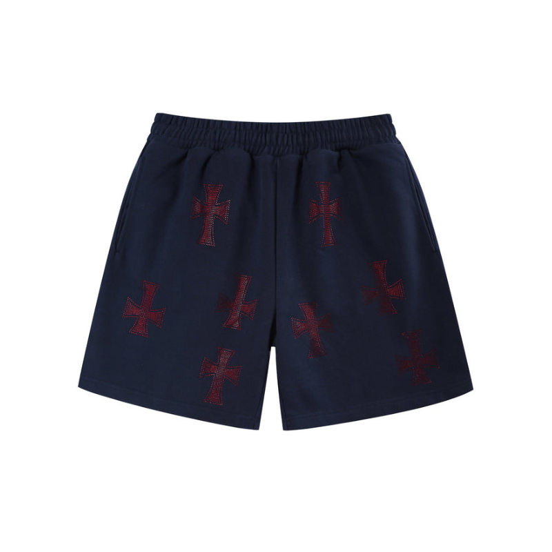 UNKNOWN Navy/Red Cross Rhinestone Shorts