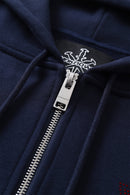 Zip Hoodie Cross Rhinestone Navy Red | Unknown