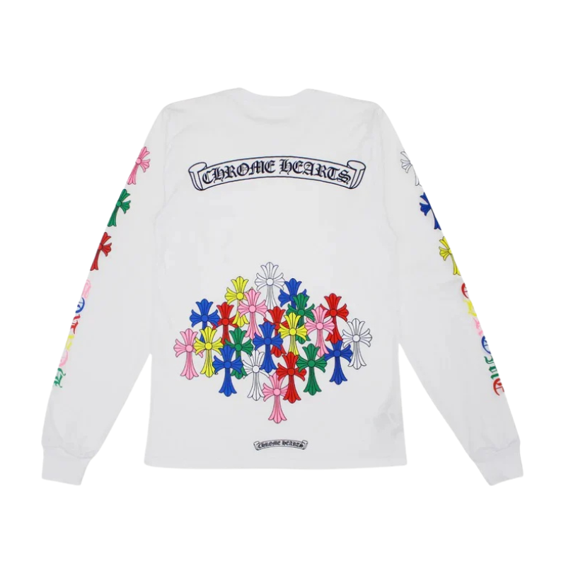 Longsleeve White Cemetery Cross Multicolor | Chrome Hearts