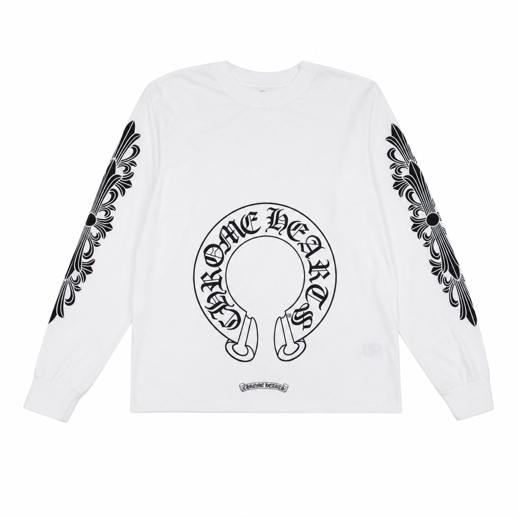 Longsleeve White Floral Horseshoe | Chrome Hearts — Hype clothes — view 6