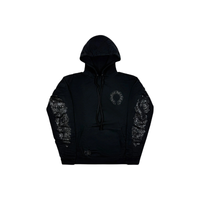Hoodie Horseshoe Floral Tonal Black | Chrome Hearts